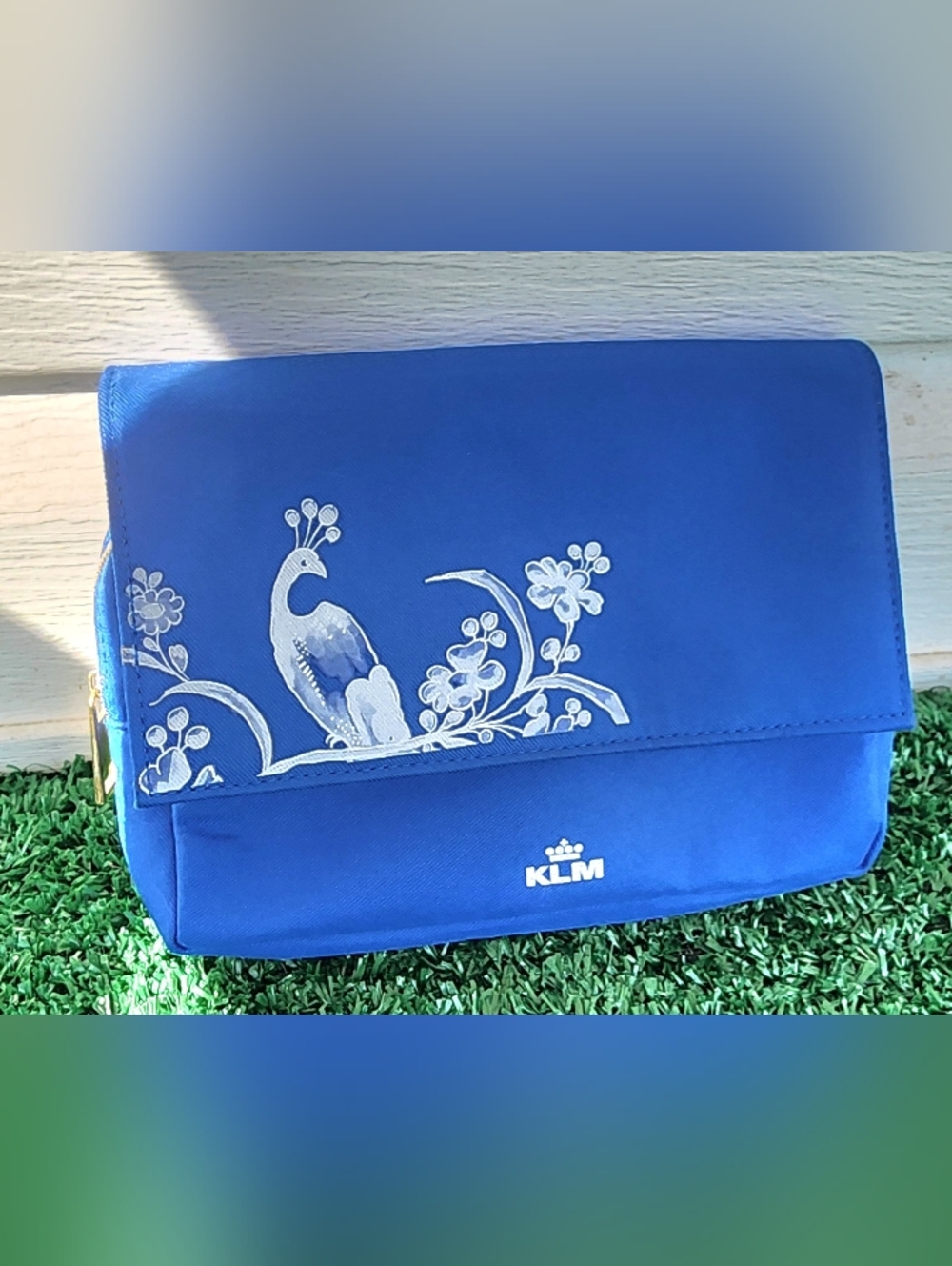 Ruks Museum Blue Floral Peacock Travel KLM Pouch